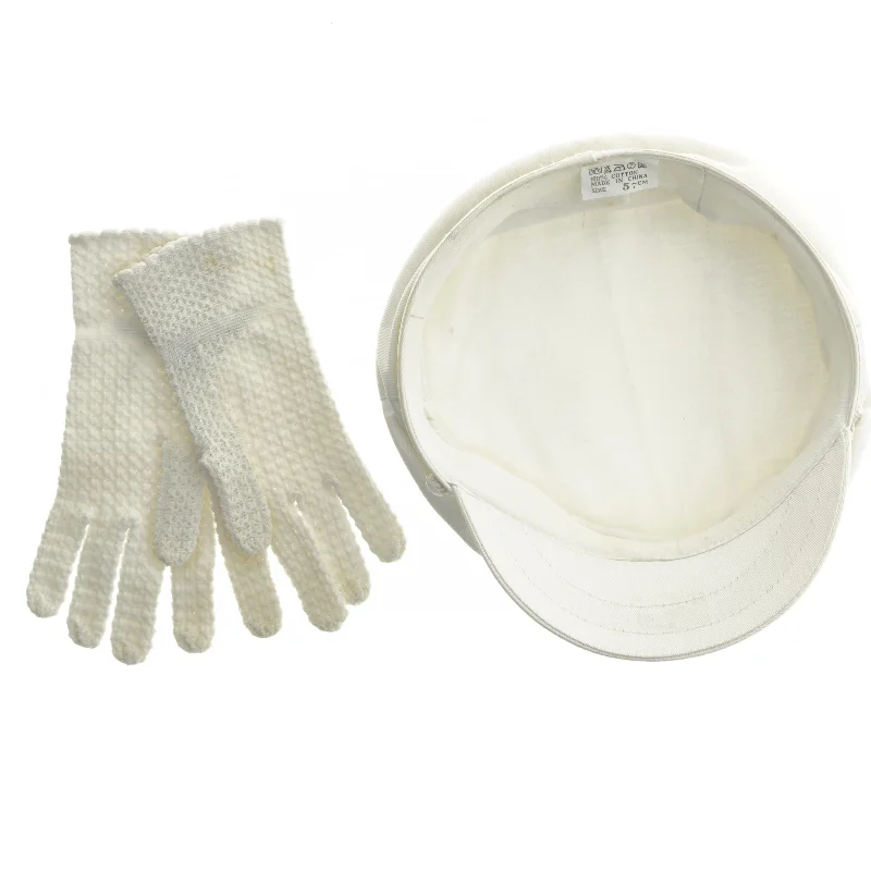 Kasket med hvide handsker (str.ca.54)