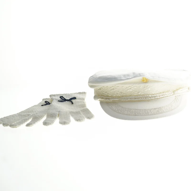 Kasket med hvide handsker (str.ca.54)