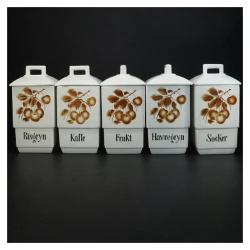 Porcelæn krydderiglas (str.15 x 9,5 cm og 8 x 5,5 cm)