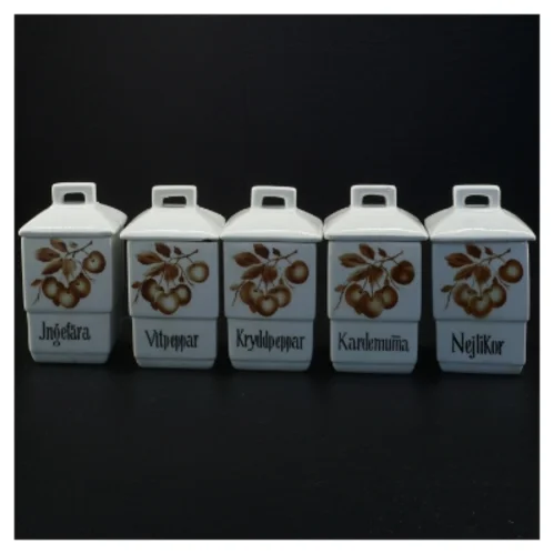 Porcelæn krydderiglas (str.15 x 9,5 cm og 8 x 5,5 cm)