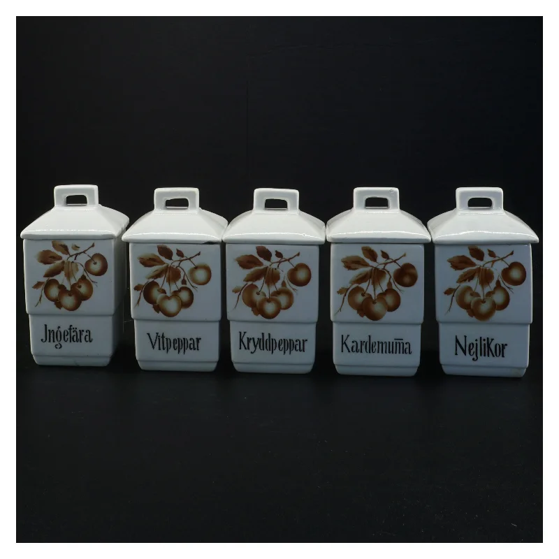 Porcelæn krydderiglas (str.15 x 9,5 cm og 8 x 5,5 cm)