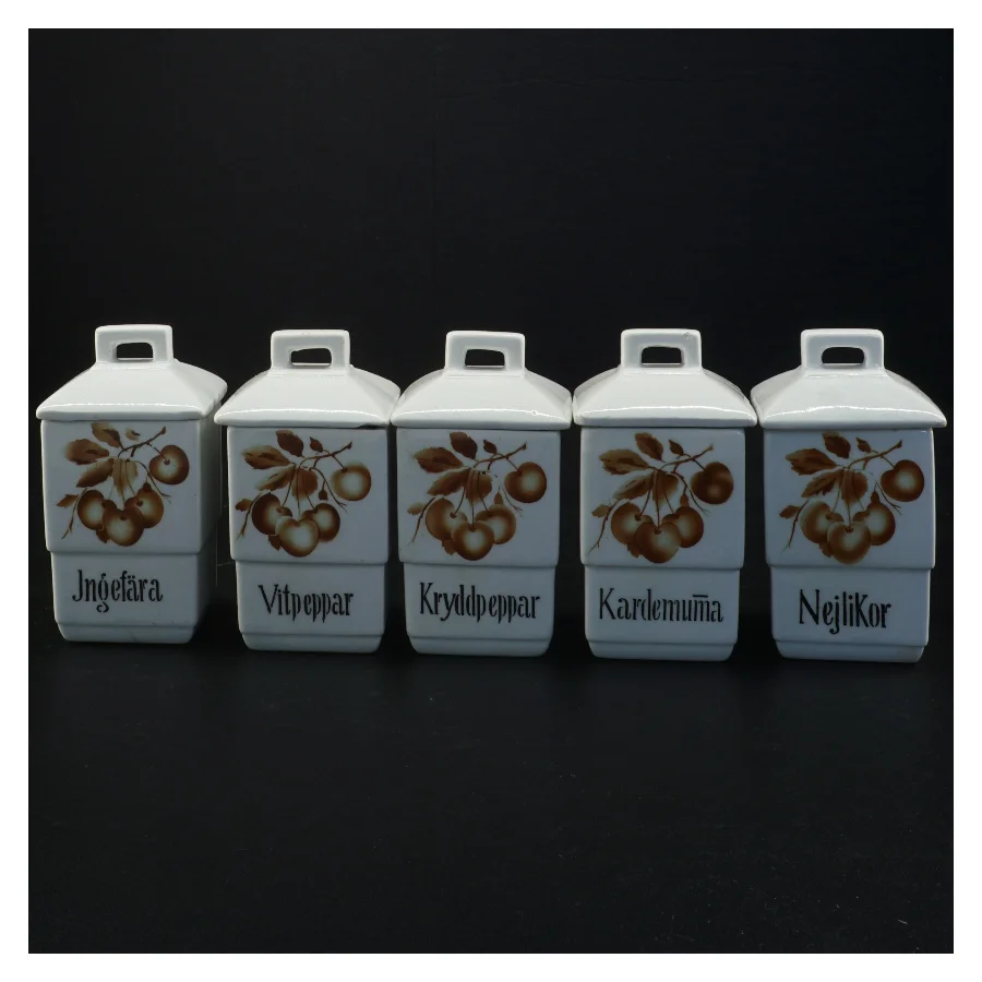 Porcelæn krydderiglas (str.15 x 9,5 cm og 8 x 5,5 cm)