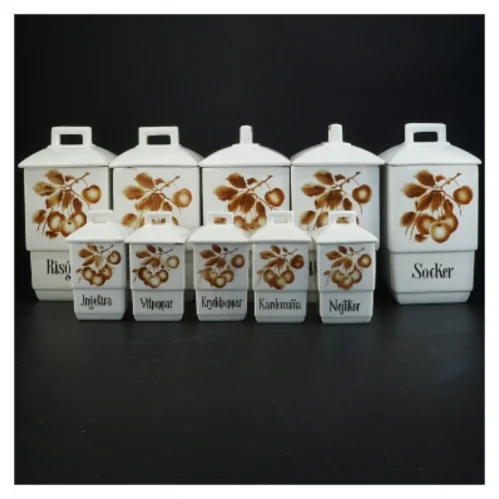 Porcelæn krydderiglas (str.15 x 9,5 cm og 8 x 5,5 cm)