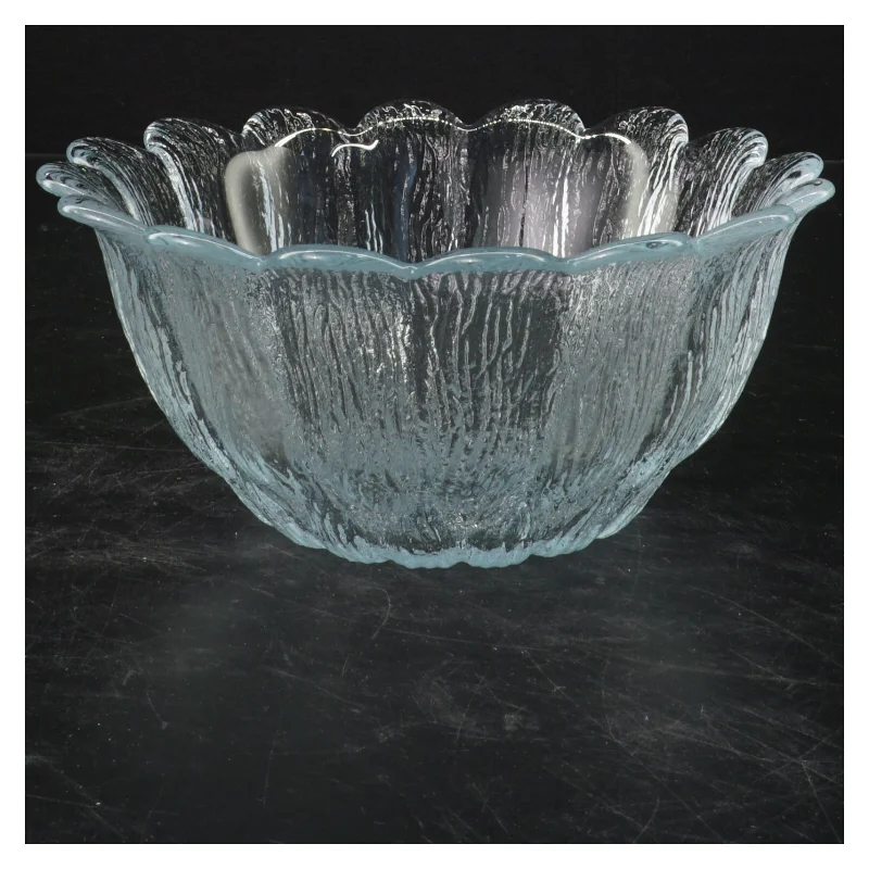 Holmegaard SW glas skål med mønstret kant (str. 8x18 cm)