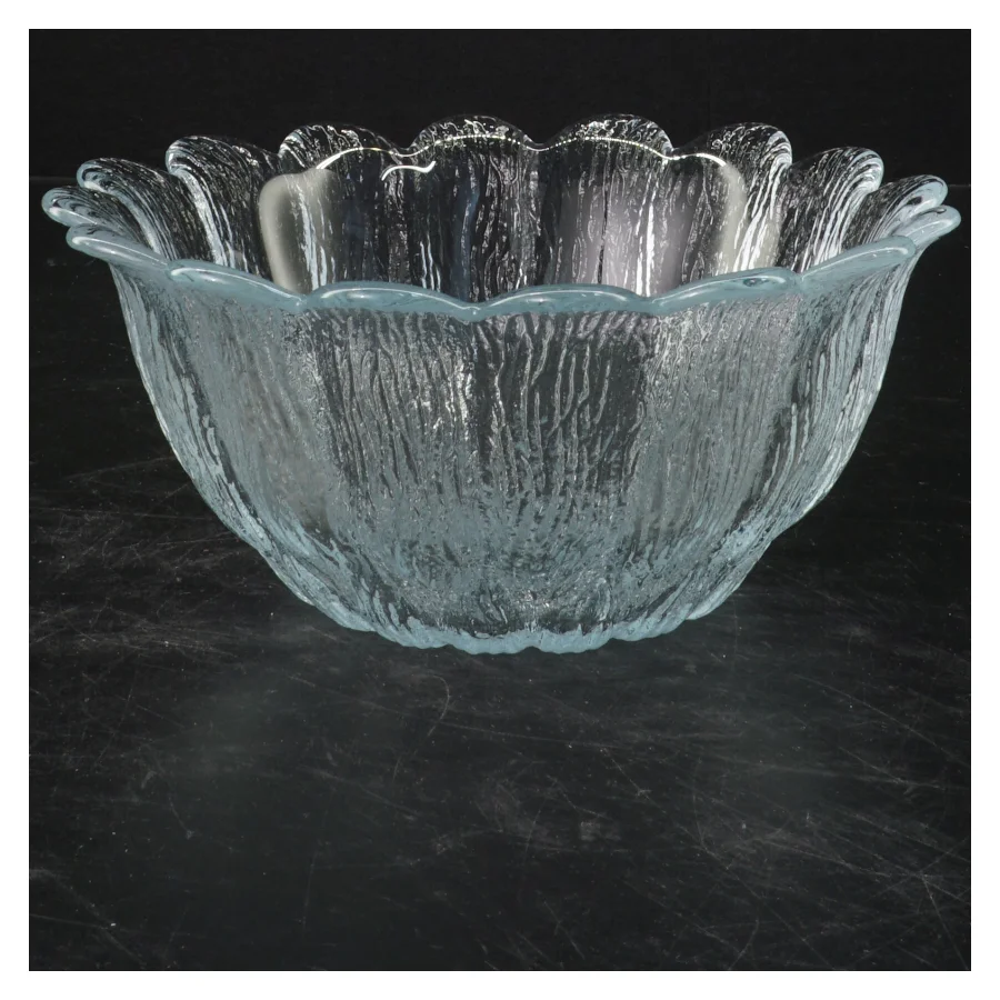 Holmegaard SW glas skål med mønstret kant (str. 8x18 cm)