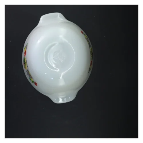 Vintage brandskål med frugt og hane (str. 26x22x12 cm)