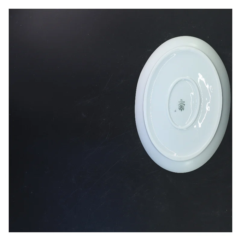 Ovalt porcelænsfad med bladdesign fra B&G (str. 3x25x17 cm)