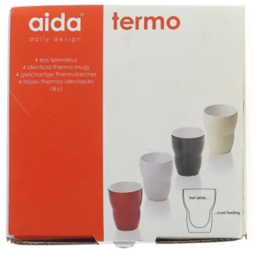 Sæt af 4 termo krus fra Aida (str. 4 stk Ø 8 cm længde 10,5 cm)