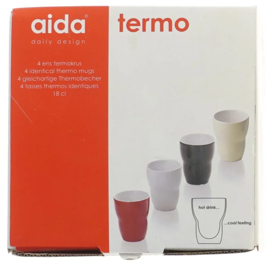 Sæt af 4 termo krus fra Aida (str. 4 stk Ø 8 cm længde 10,5 cm)