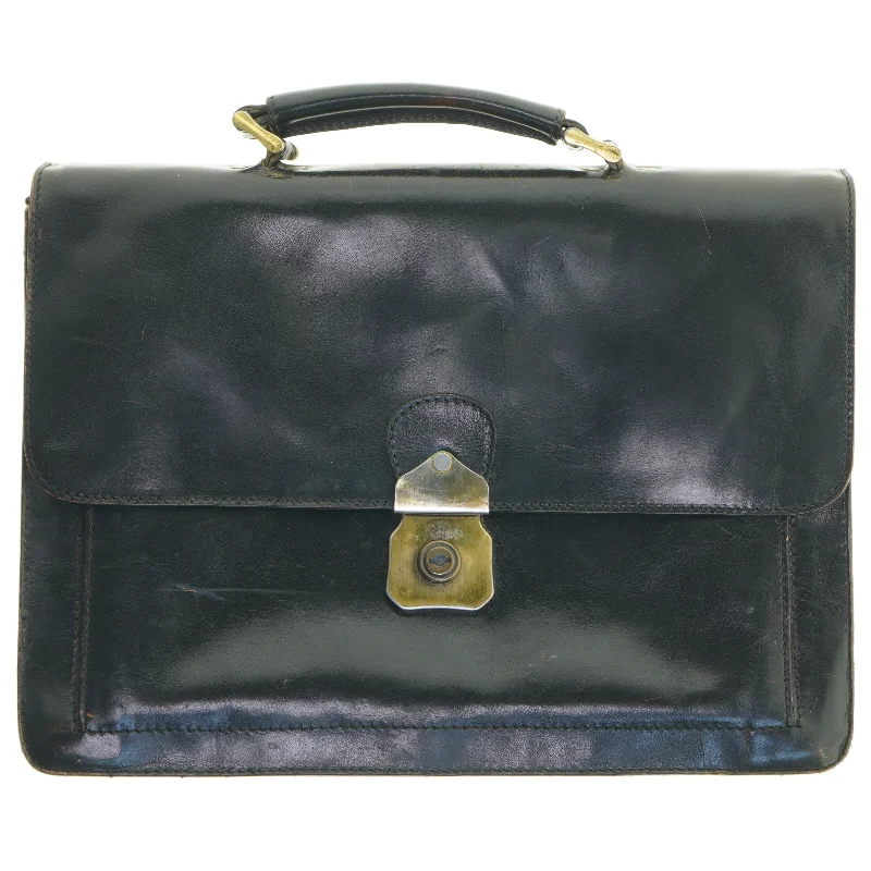 Sort læder dokumentmappe (str. 28x36,5 cm)