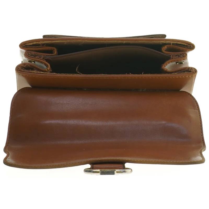 Vintage læder håndtaske (str. 23x15 cm)