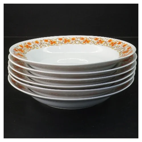 Sæt af 6 dybe tallerkener med blomsterdekoration fra Schmidt (str. 6 stk Ø 21 cm)