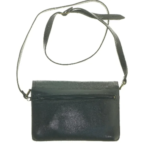 Sort læder skuldertaske fra Calvini (str. 22x15 cm)