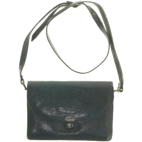 Sort læder skuldertaske fra Calvini (str. 22x15 cm)