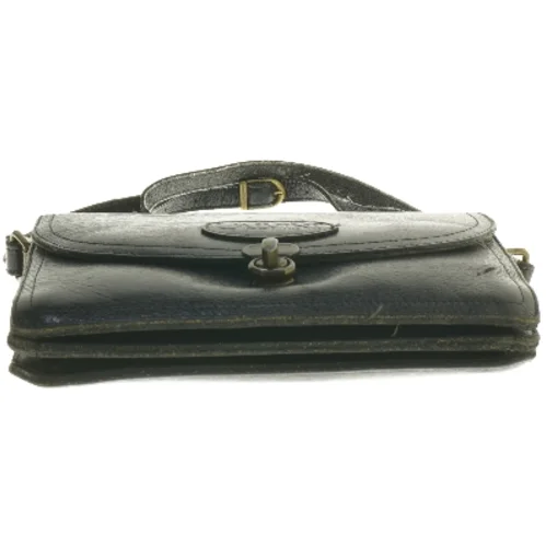 Sort læder skuldertaske fra Calvini (str. 22x15 cm)