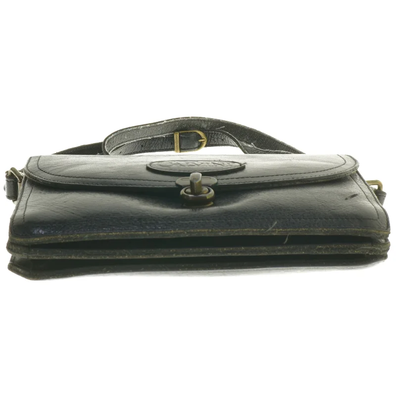 Sort læder skuldertaske fra Calvini (str. 22x15 cm)