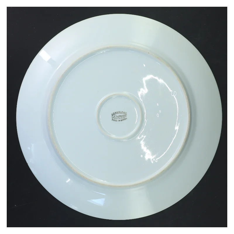 Porcelænstallerken med orange blomsterkant fra Schmidt (str. Ø 28 cm)