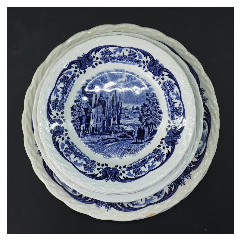 Sæt af 6 vintage tallerkener fra W.H. Grindley & Co Ltd (str. 6 stk Ø 18 & 19,5 & 23,5 cm)