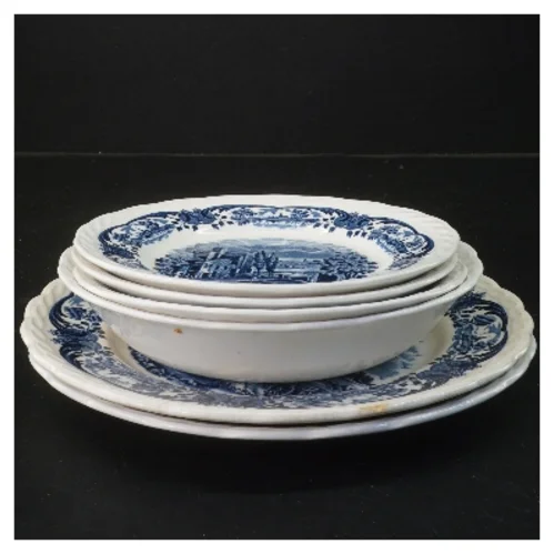 Sæt af 6 vintage tallerkener fra W.H. Grindley & Co Ltd (str. 6 stk Ø 18 & 19,5 & 23,5 cm)