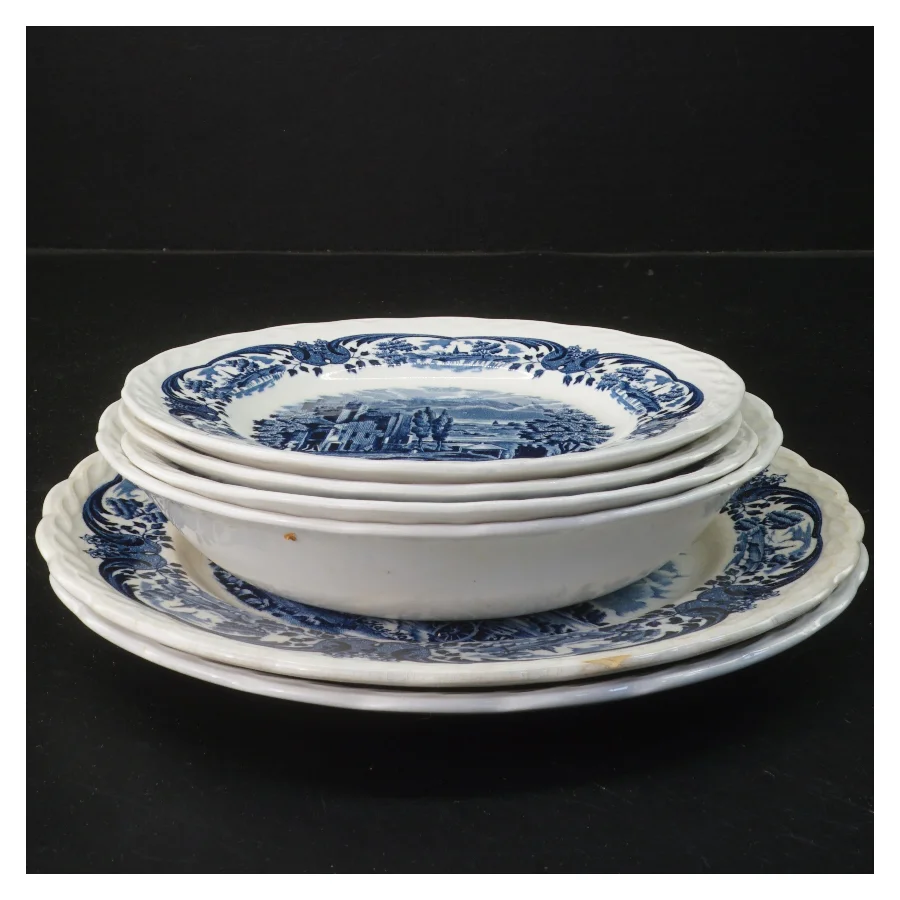 Sæt af 6 vintage tallerkener fra W.H. Grindley & Co Ltd (str. 6 stk Ø 18 & 19,5 & 23,5 cm)