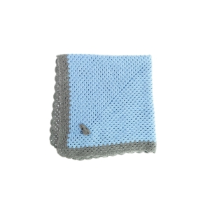 Blåt og gråt tæppe (1m x 1m)