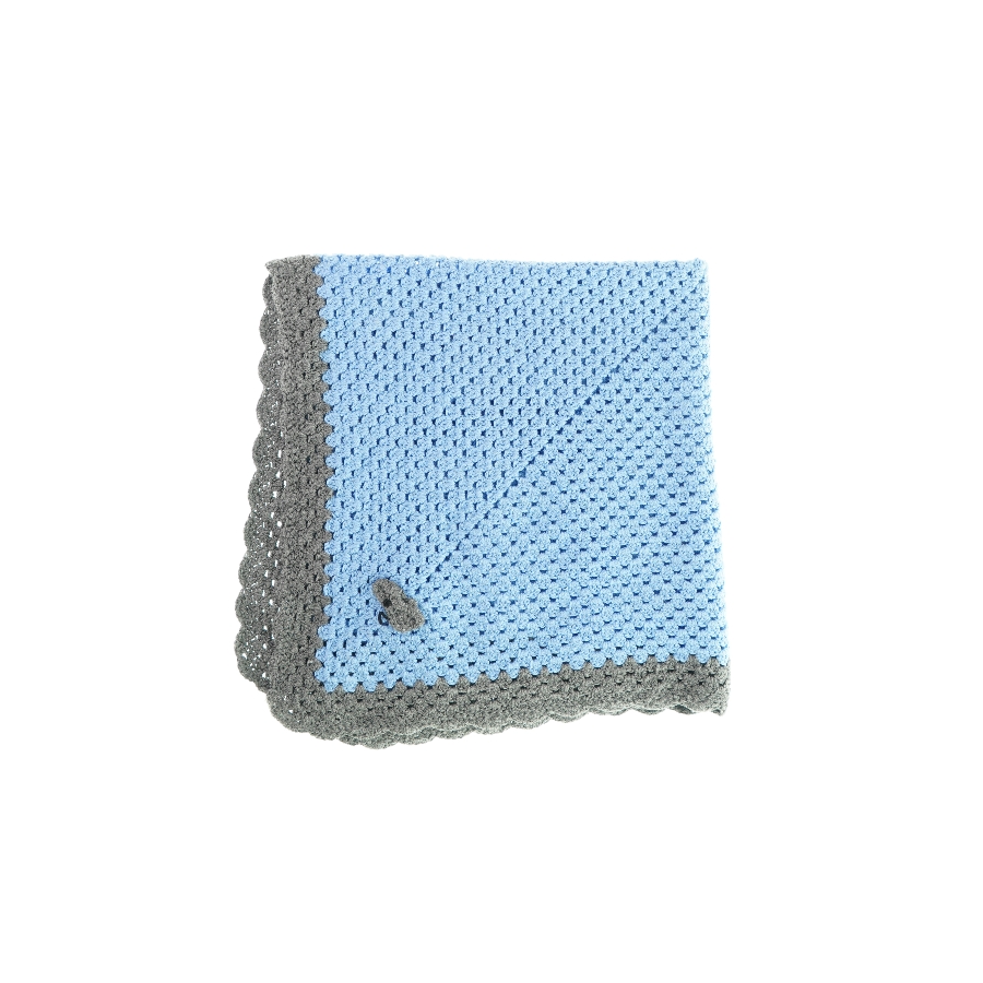 Blåt og gråt tæppe (1m x 1m)