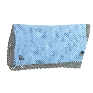 Blåt og gråt tæppe (1m x 1m)