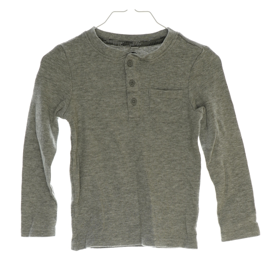 Langærmet bluse med lomme i (str. 116)