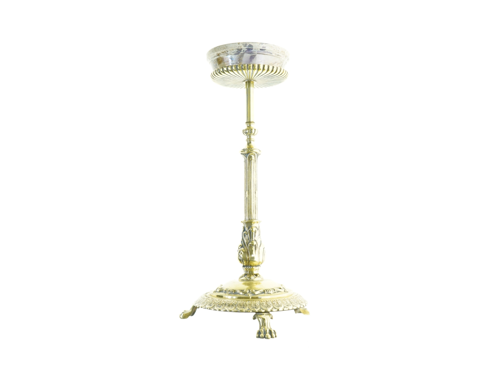 Gammel messing lysestage (str. 54 x 30 cm og 18 x 4 cm)