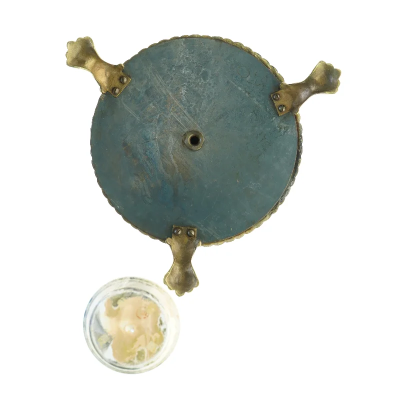 Gammel messing lysestage (str. 54 x 30 cm og 18 x 4 cm)