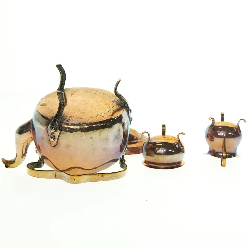 Vintage kobber tekande sæt (str. 20 x 13 18 cm og 7 x 9 cm og 6 x 5 cm)