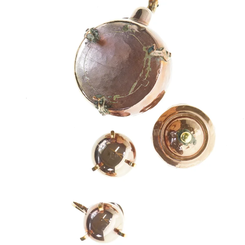 Vintage kobber tekande sæt (str. 20 x 13 18 cm og 7 x 9 cm og 6 x 5 cm)