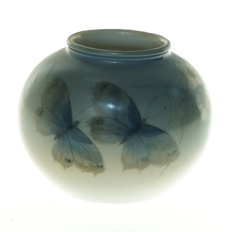 Blå og hvid porcelænsvase, 814 2390 fra Royal Copenhagen (str. 7 x 9 cm)