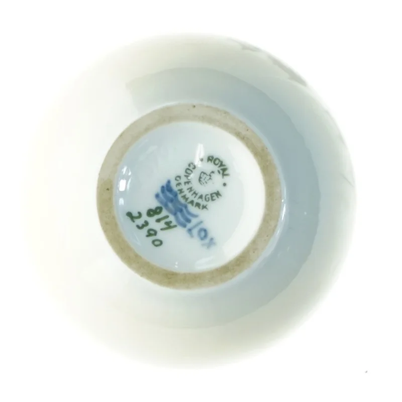 Blå og hvid porcelænsvase, 814 2390 fra Royal Copenhagen (str. 7 x 9 cm)