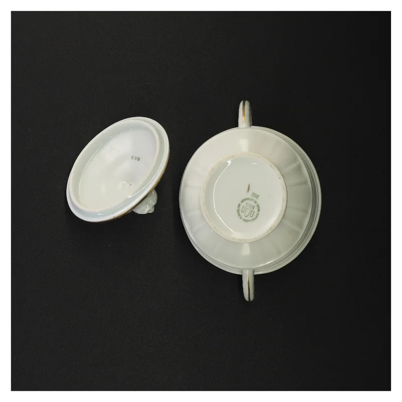 Porcelænssukkerskål med låg