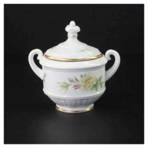 Porcelænssukkerskål med låg