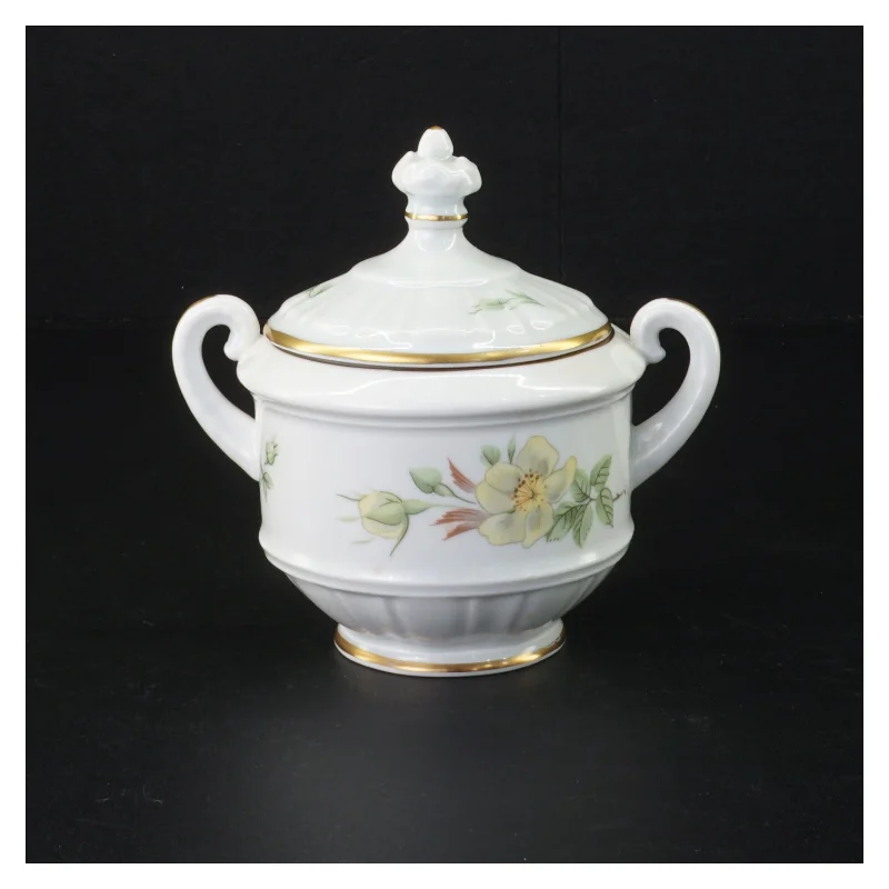 Porcelænssukkerskål med låg