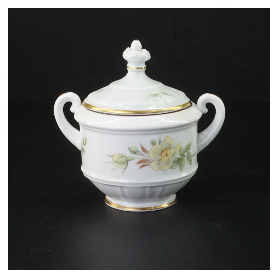 Porcelænssukkerskål med låg