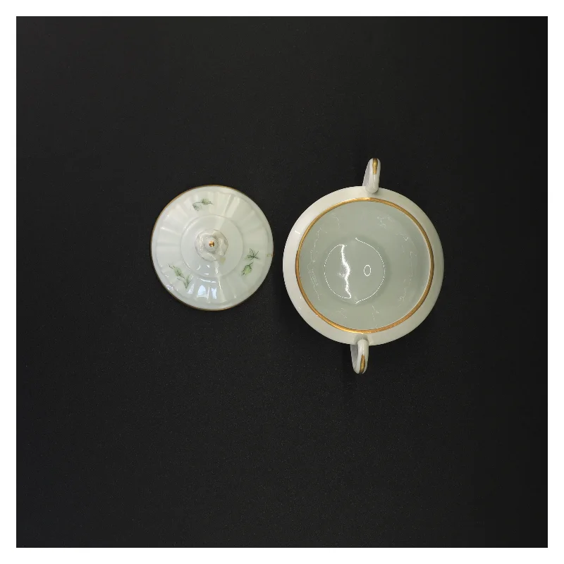 Porcelænssukkerskål med låg