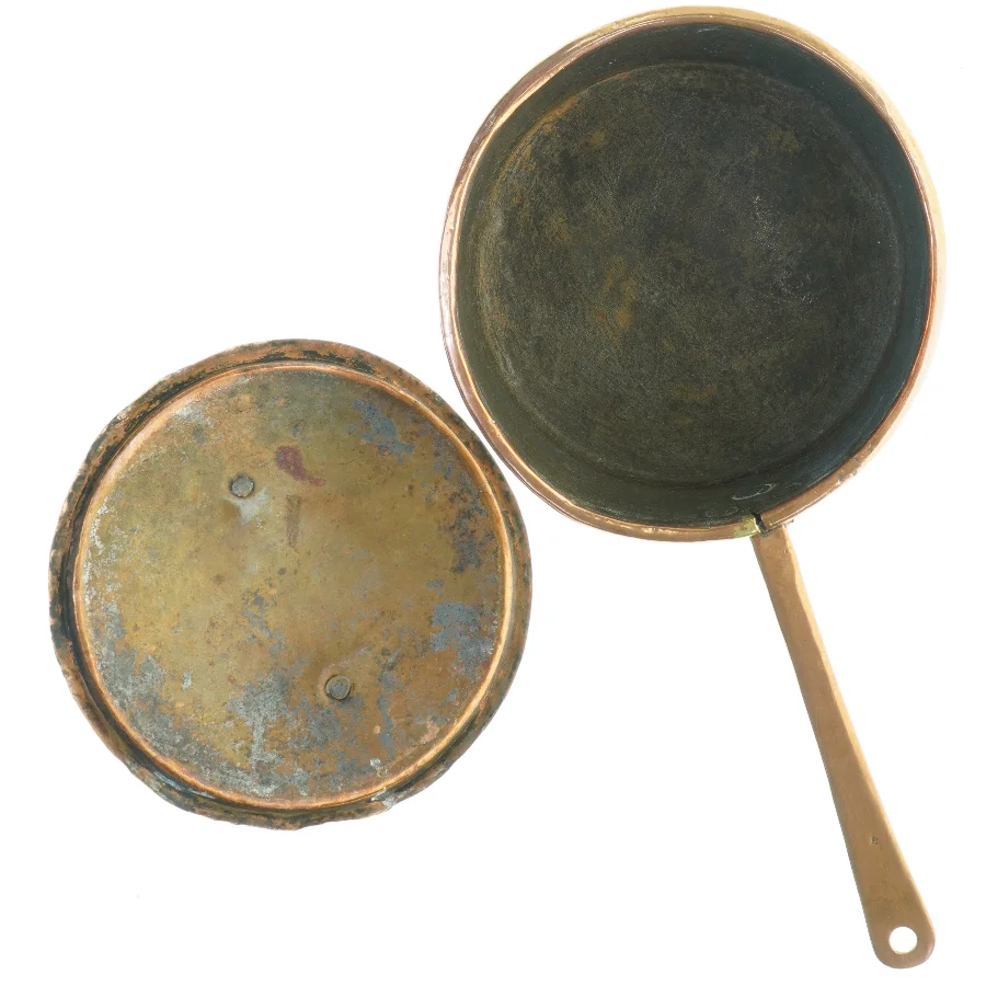 Vintage kobber grydesæt (str. 38 x 20 x 13 cm)