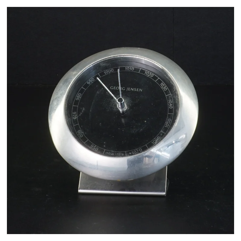 Georg Jensen barometer i tin med bordholder (str. Diameter 11 cm)