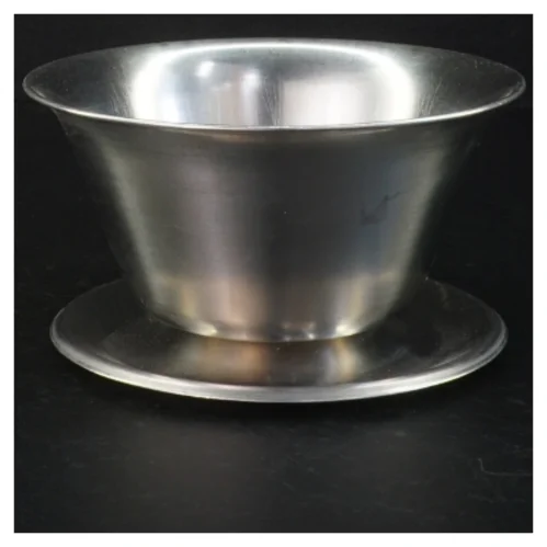 Rustfrit stål skål med underfad (str. Ø 15 cm)