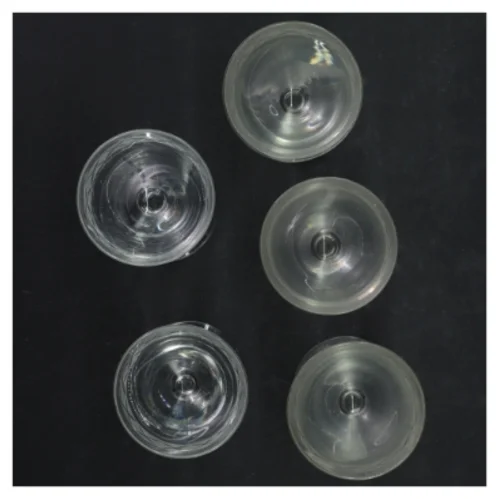 Sæt af 5 smukke Ejby glas med udskårne mønstre (str. 10x6 cm)