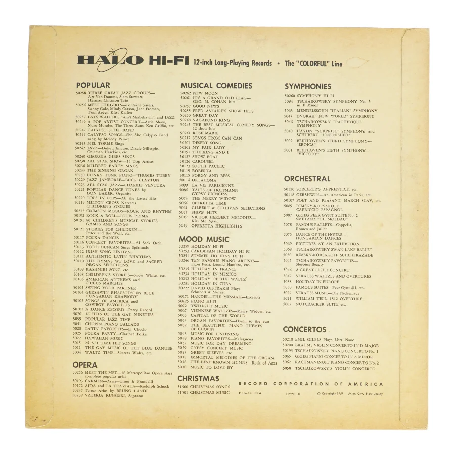 Ten Famous Piano Artists Vinyl LP