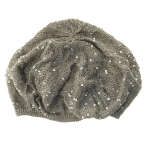 Grå beret med palietter (str. Ø. 18 cm)