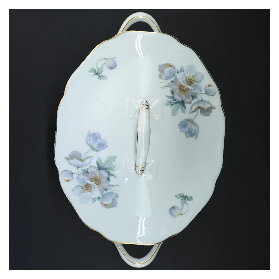 Porcelænsserveringsfad med låg (str. 25 x 20 cm)