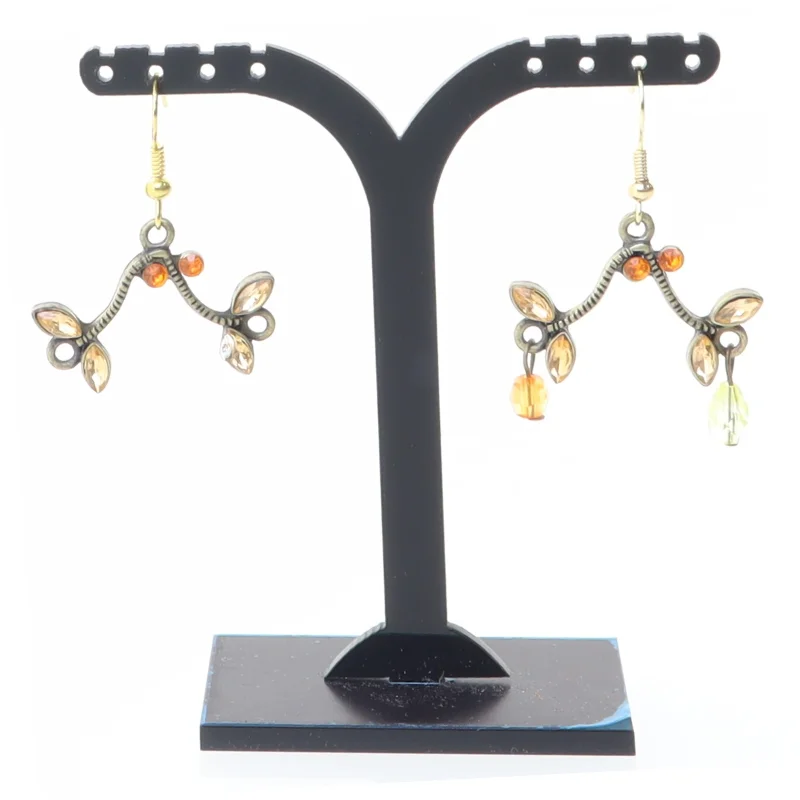 Øreringe med gyldne detaljer og farvede sten (str. 3 cm)