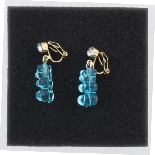 Øreringe med blå bamsefigurer (str. 1,5 cm)