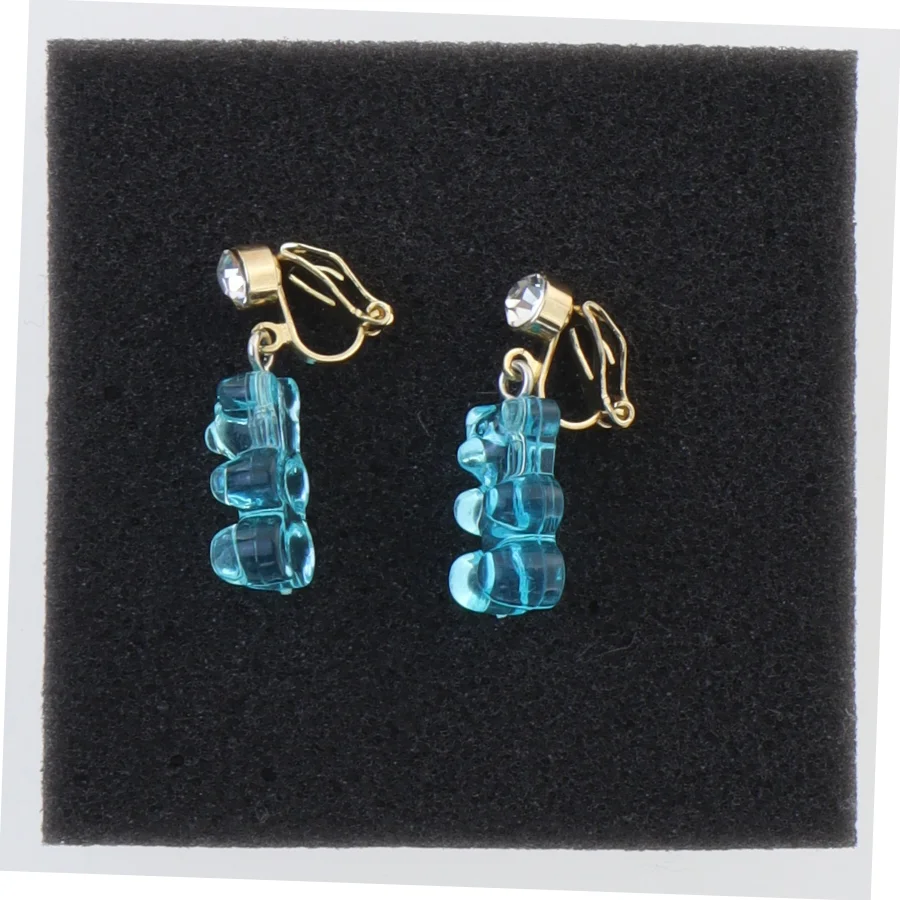 Øreringe med blå bamsefigurer (str. 1,5 cm)