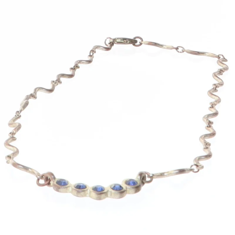 Halskæde med blå sten (str. 37 cm)